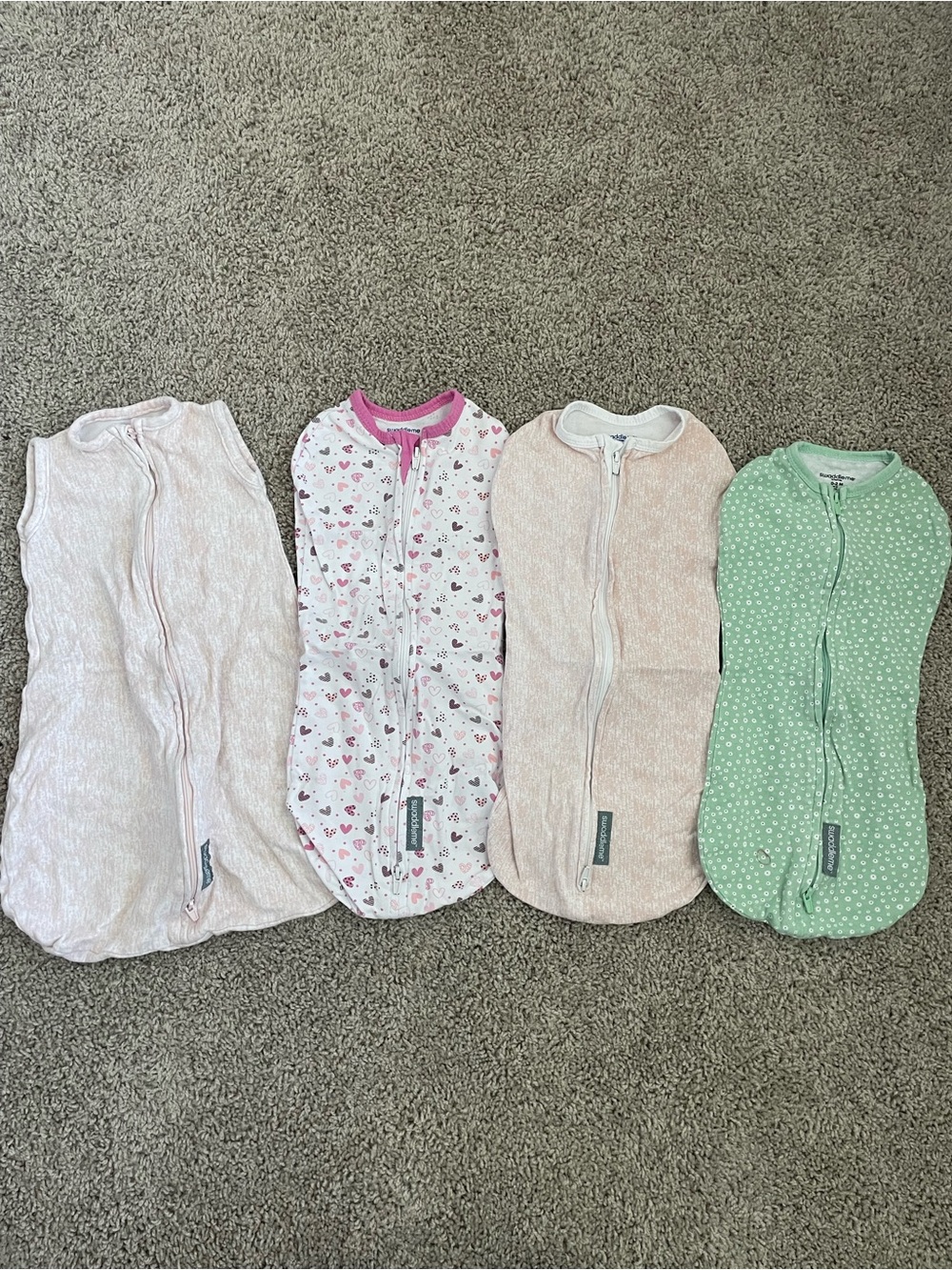 SwaddleMe Pink, White Heart Print, Pale Pink & Mint Sleep Sacks